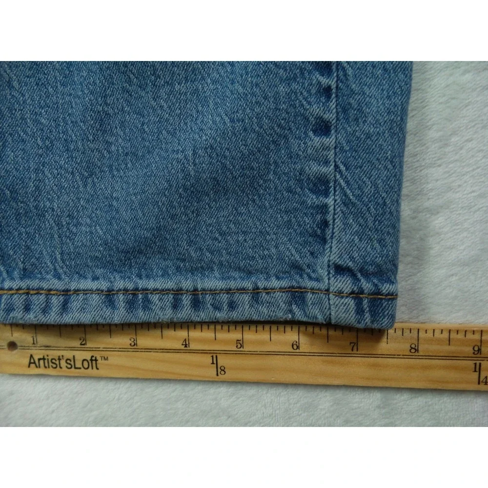 Levis 505 Mens Jeans 34 x 32 Blue Denim Straight Leg Regular Fit Stretch